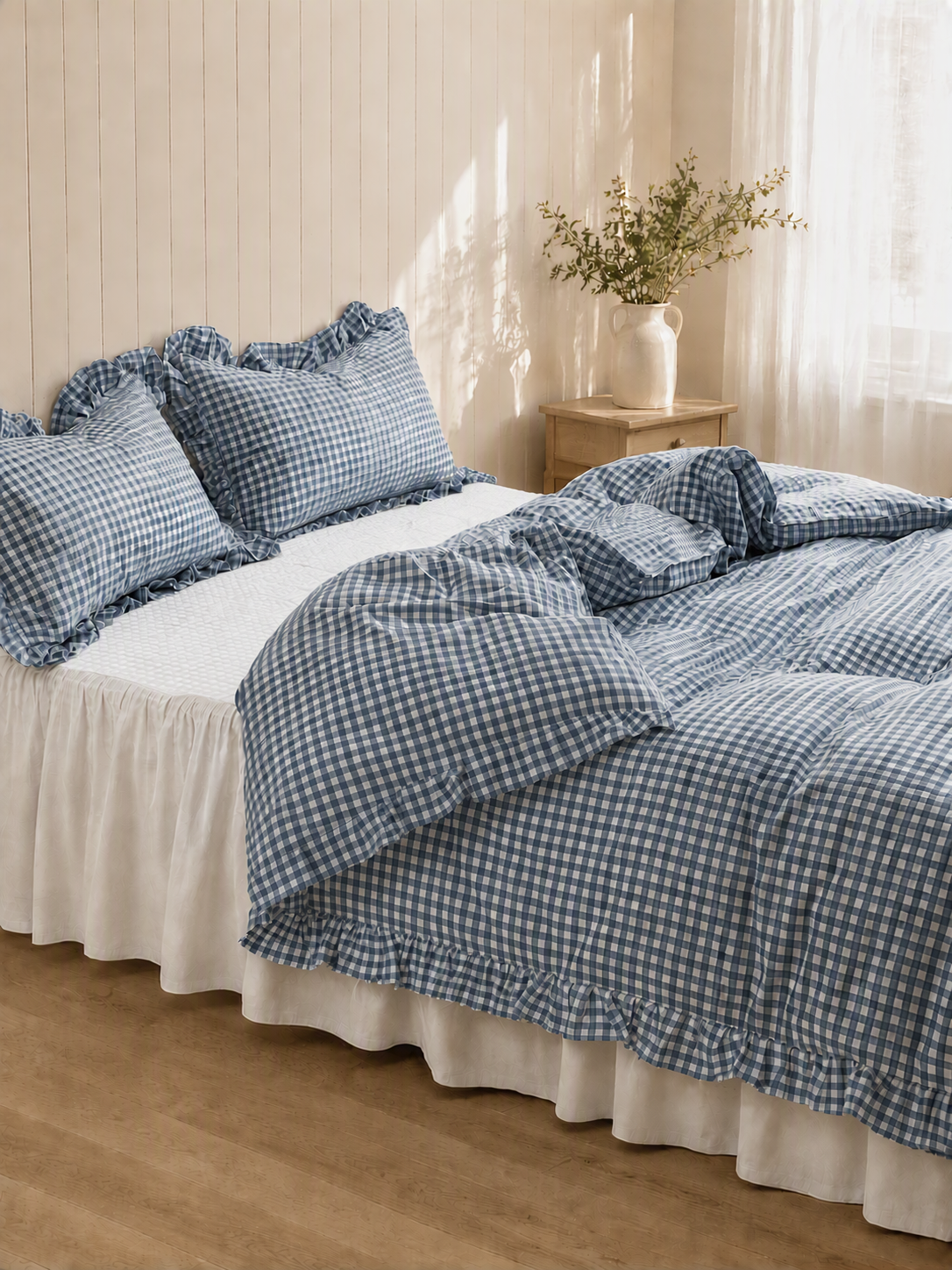 Gingham Ruffle 3-Piece Comforter Set