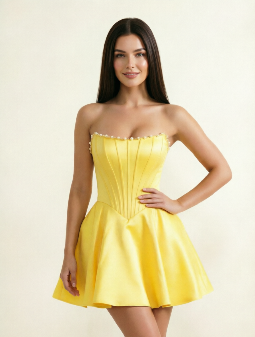 Strapless Corset Satin Short Homecoming Dress