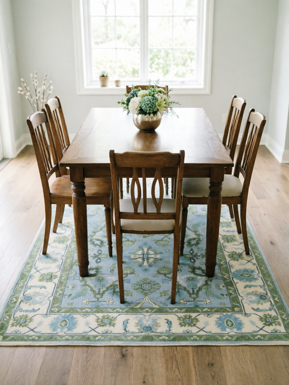 Oriental Floral Short‑Pile Non‑Slip Area Rug