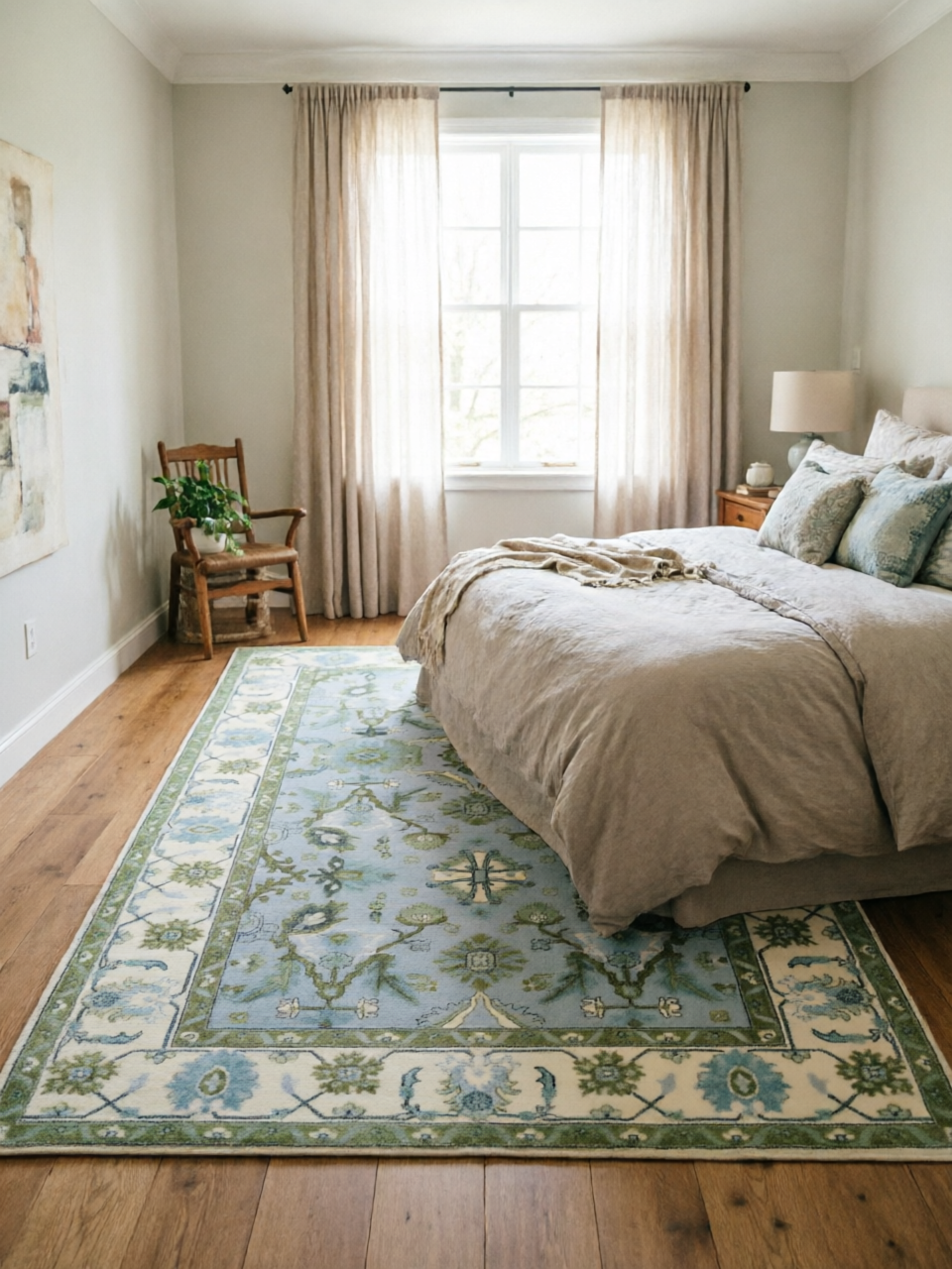 Oriental Floral Short‑Pile Non‑Slip Area Rug