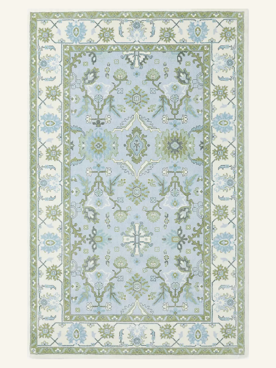 Oriental Floral Short‑Pile Non‑Slip Area Rug