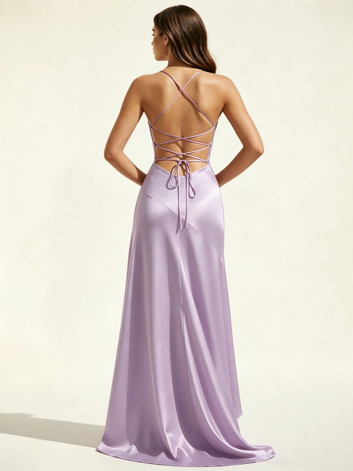Lace-edged high-waisted strapless backless dress with pleated hem