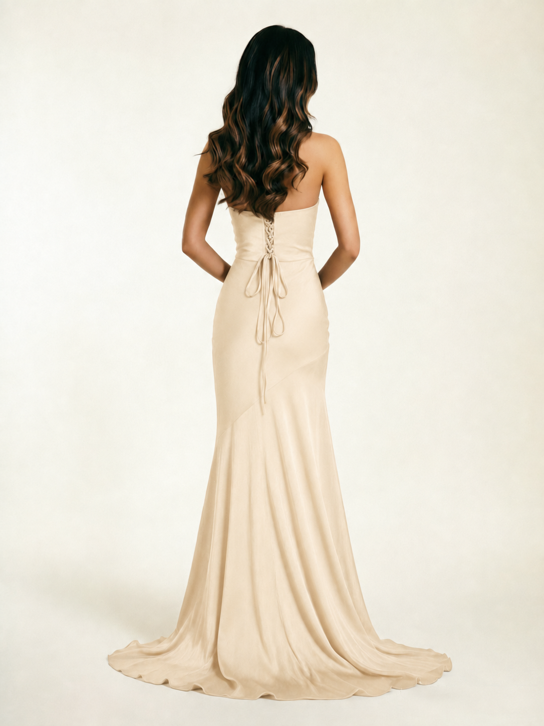Neckline deep V sequined floor-length evening dress