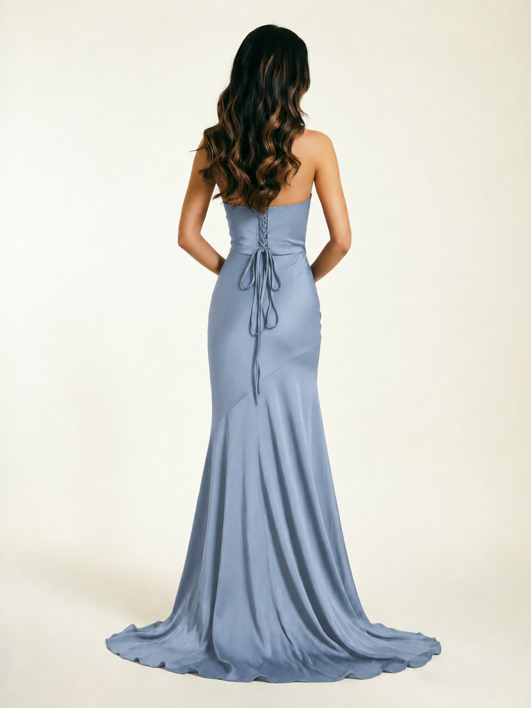 Neckline deep V sequined floor-length evening dress