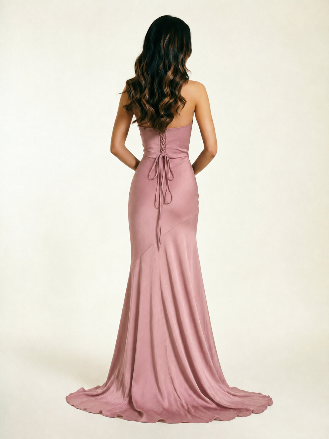 Neckline deep V sequined floor-length evening dress