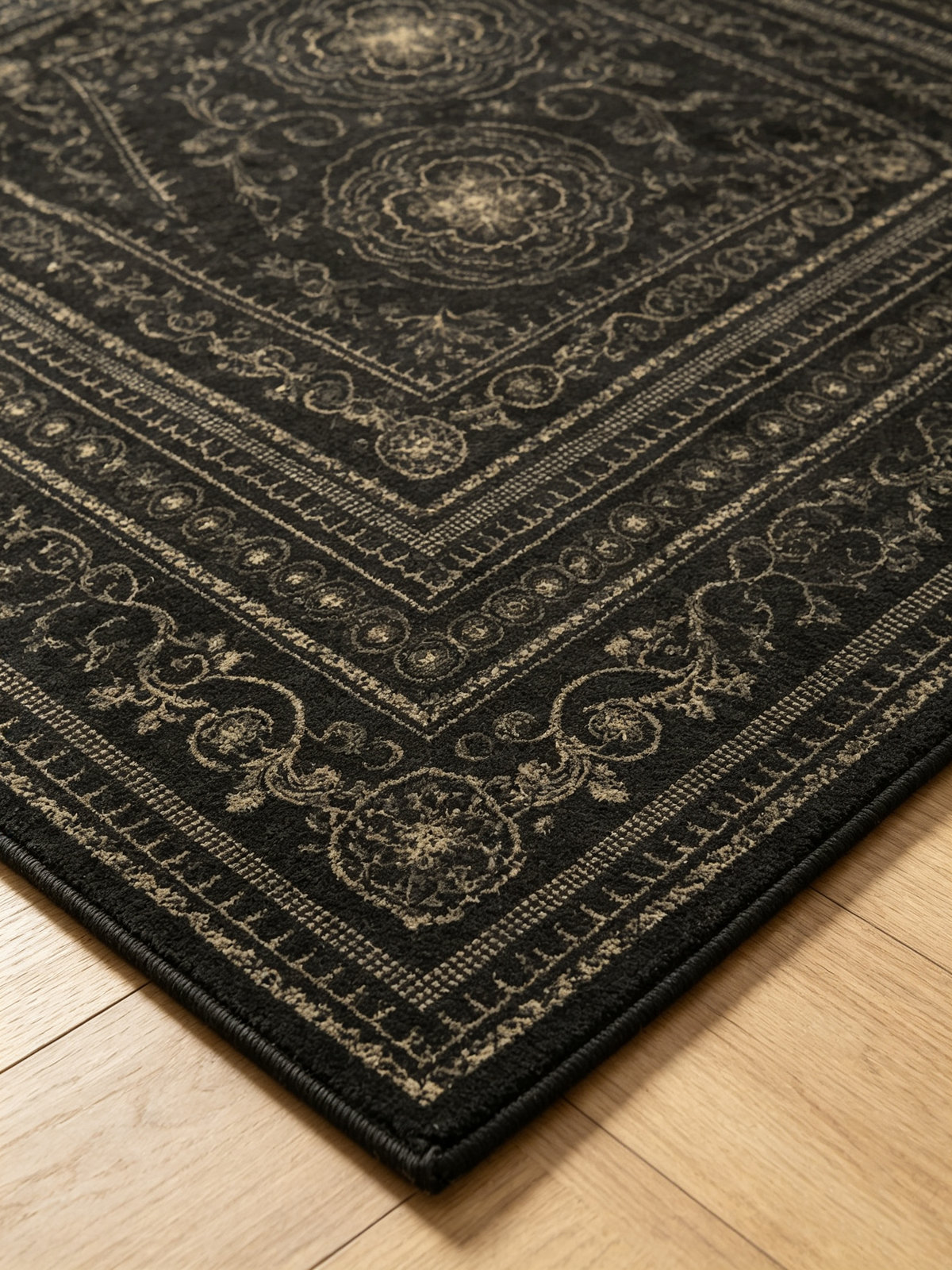 Dark Vintage Ornate Floral Sophisticated Area Rug