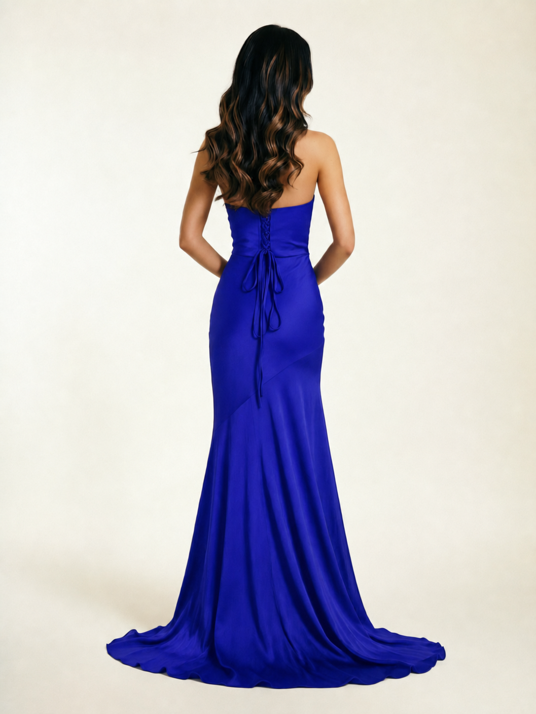 Neckline deep V sequined floor-length evening dress