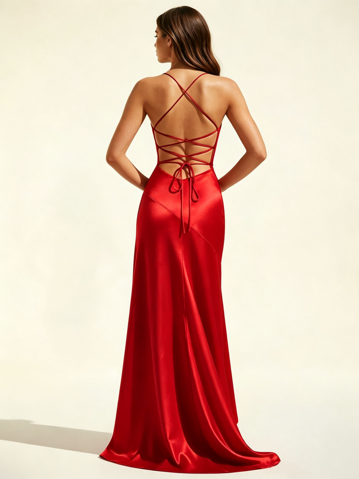 Lace-edged high-waisted strapless backless dress with pleated hem