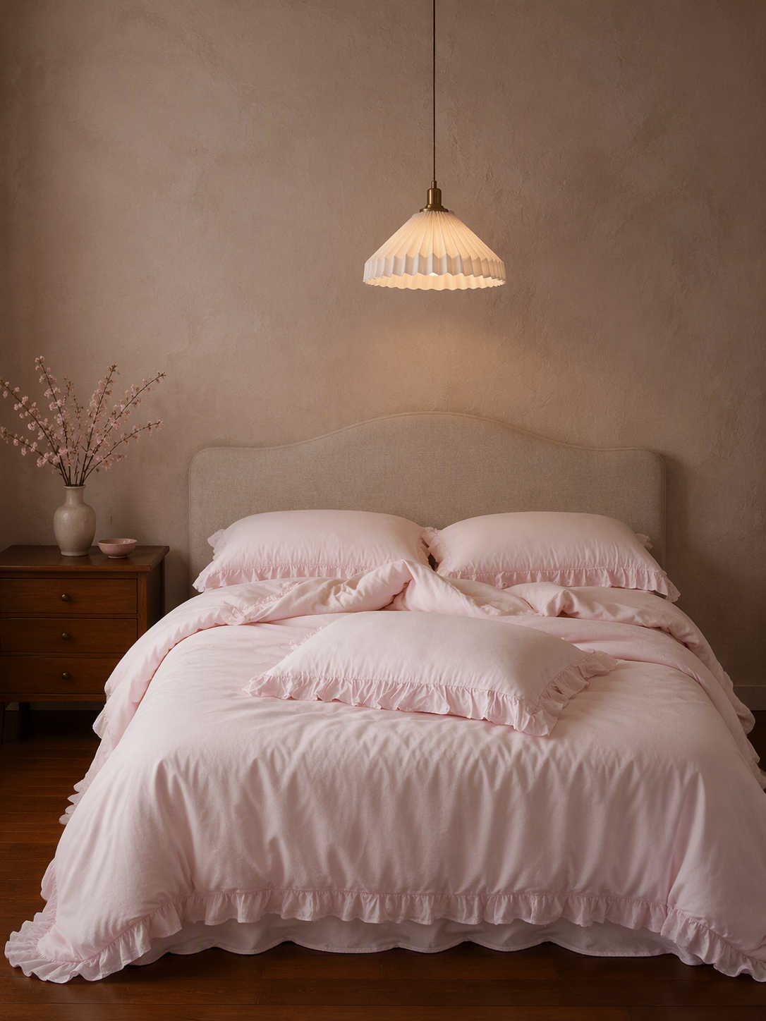Romantic Ruffle Trim Pure Cotton Bedding Set
