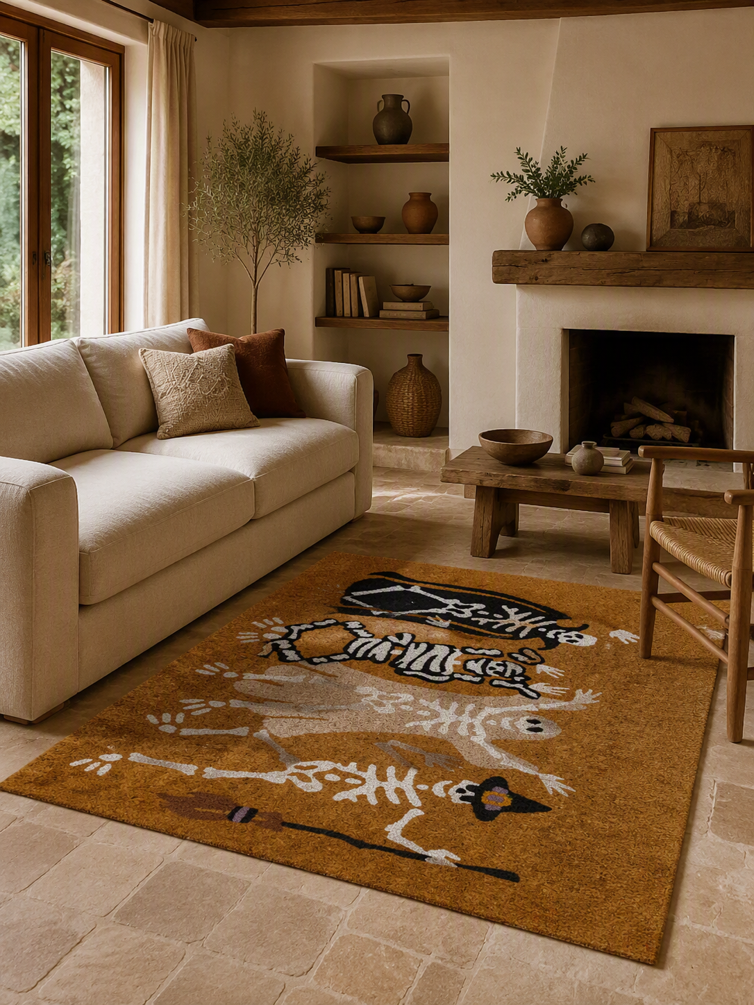 Halloween Skeleton Dance Coir Doormat