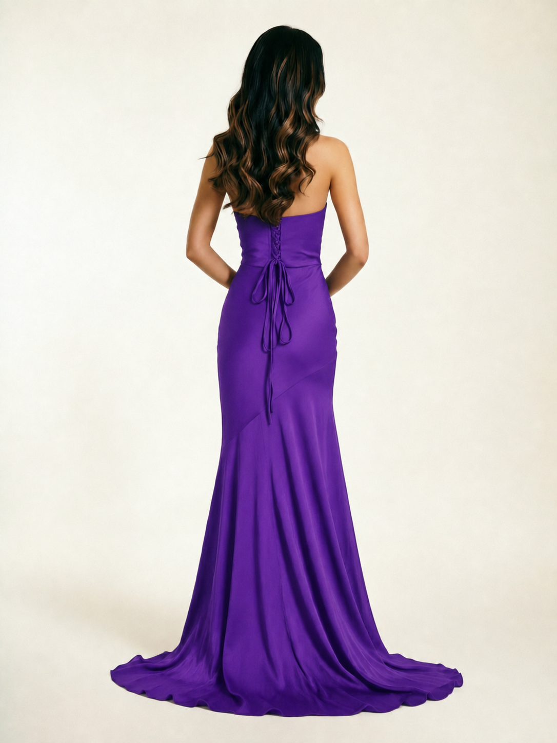 Neckline deep V sequined floor-length evening dress