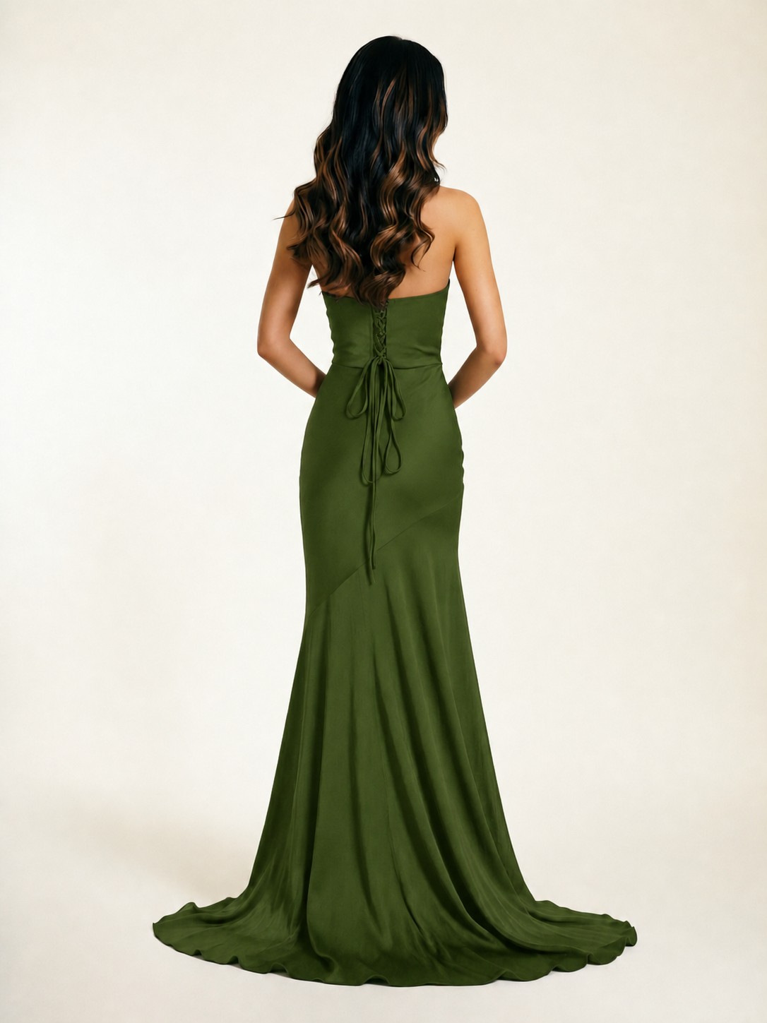 Neckline deep V sequined floor-length evening dress