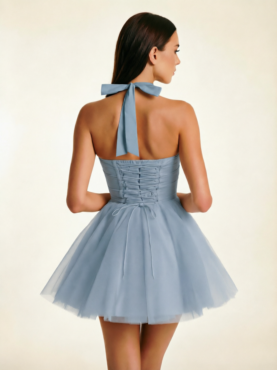 Halter Corset Tulle Mini Dress