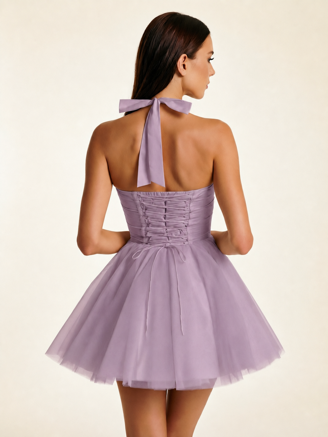 Halter Corset Tulle Mini Dress