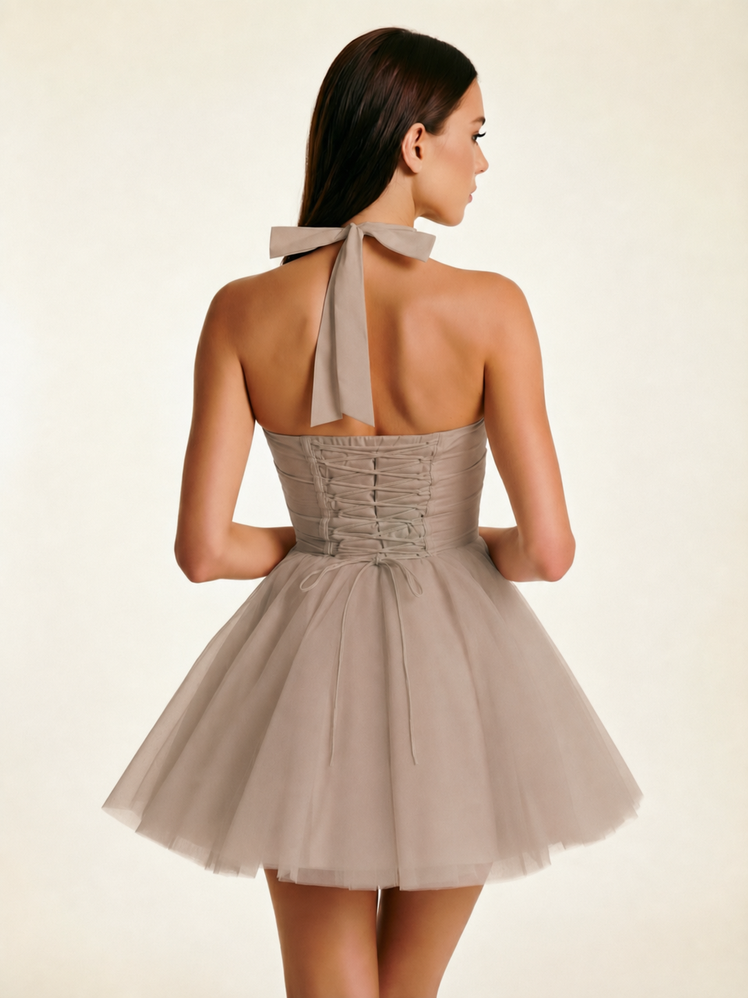 Halter Corset Tulle Mini Dress