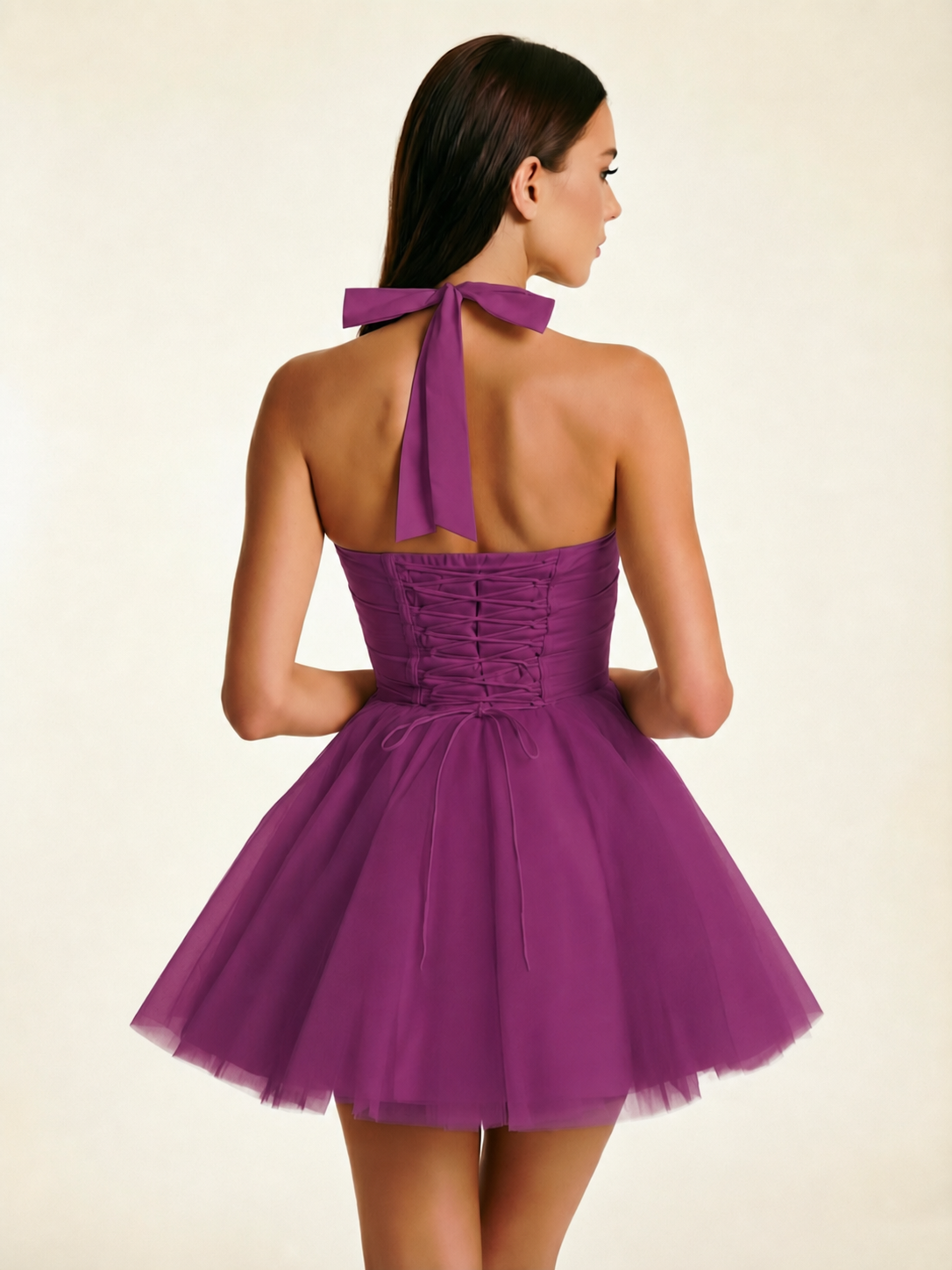 Halter Corset Tulle Mini Dress