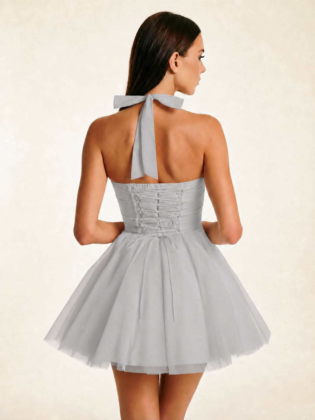 Halter Corset Tulle Mini Dress