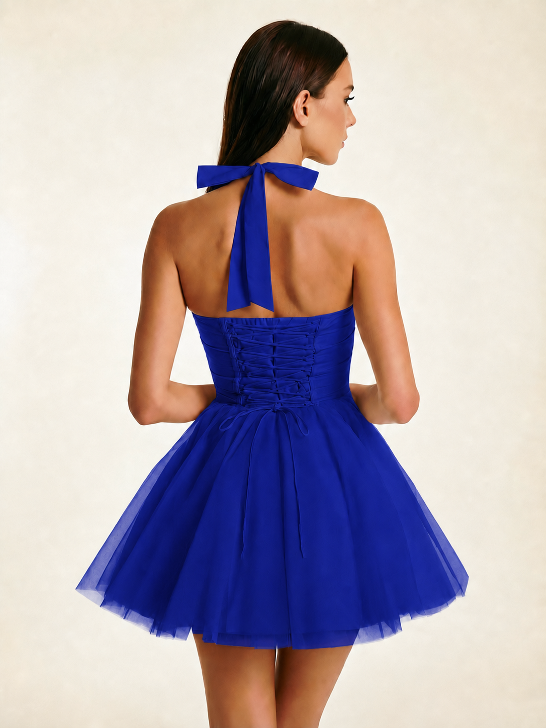 Halter Corset Tulle Mini Dress