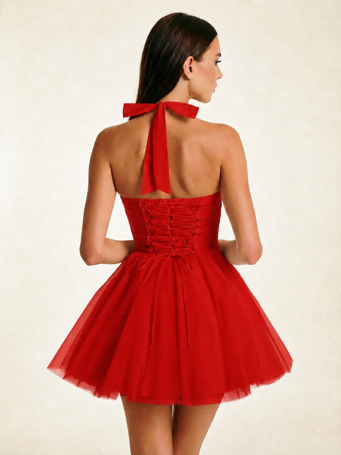 Halter Corset Tulle Mini Dress