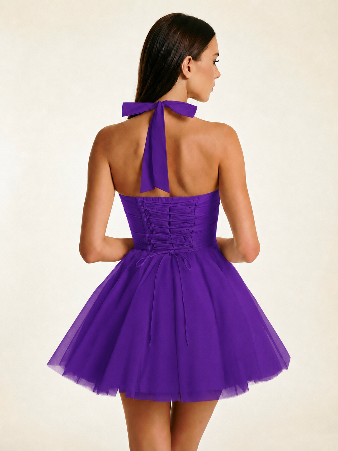 Halter Corset Tulle Mini Dress