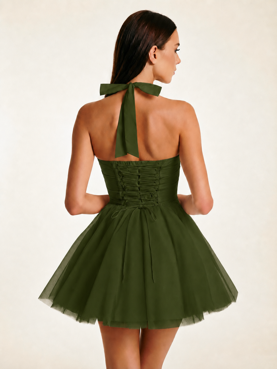 Halter Corset Tulle Mini Dress