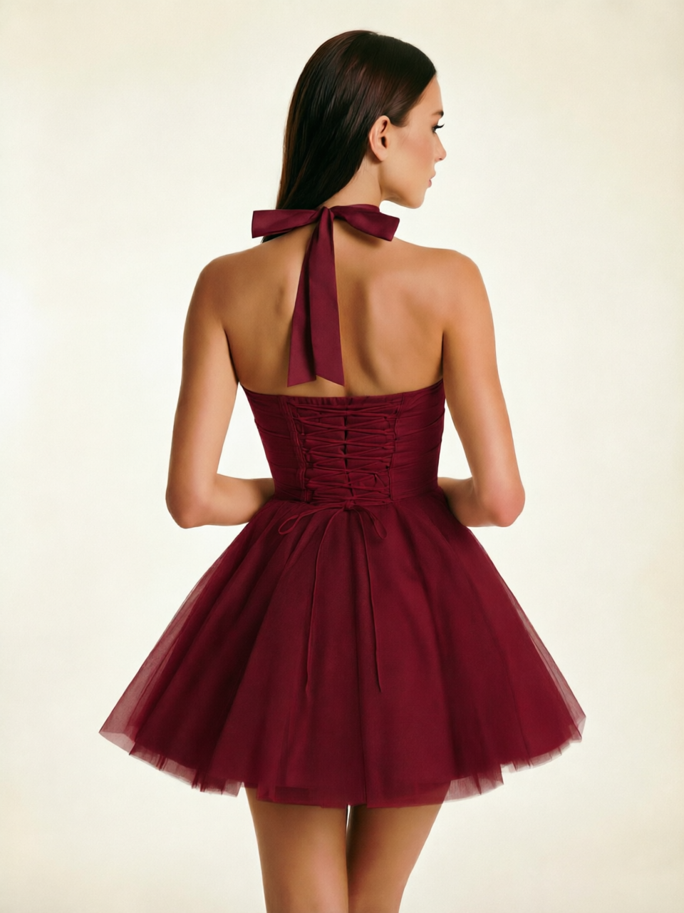 Halter Corset Tulle Mini Dress