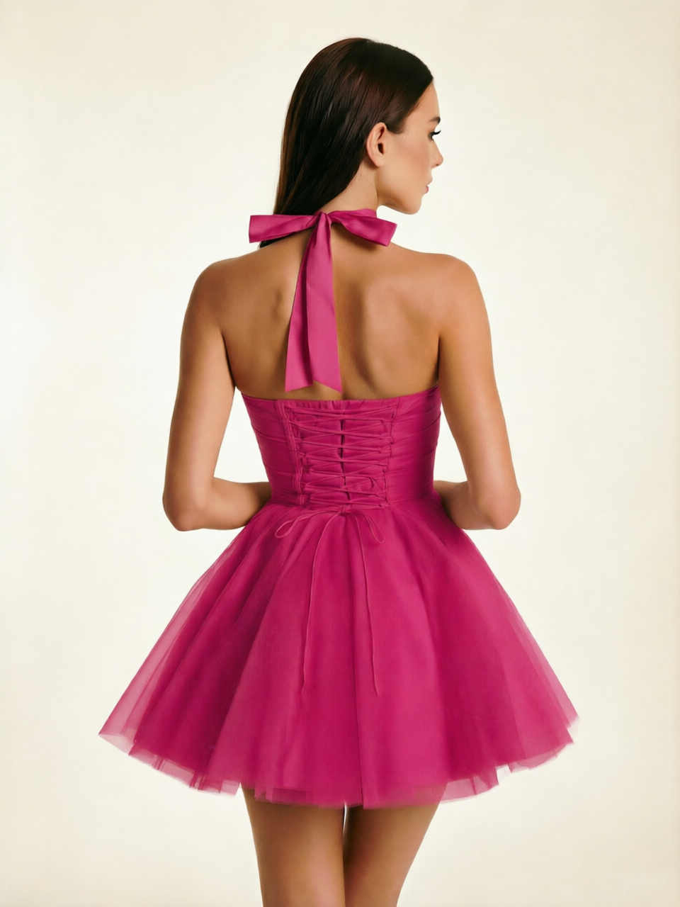 Halter Corset Tulle Mini Dress