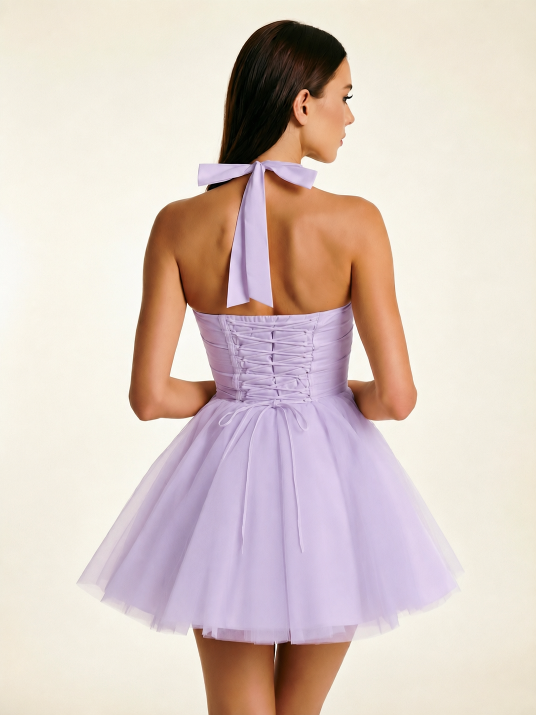 Halter Corset Tulle Mini Dress