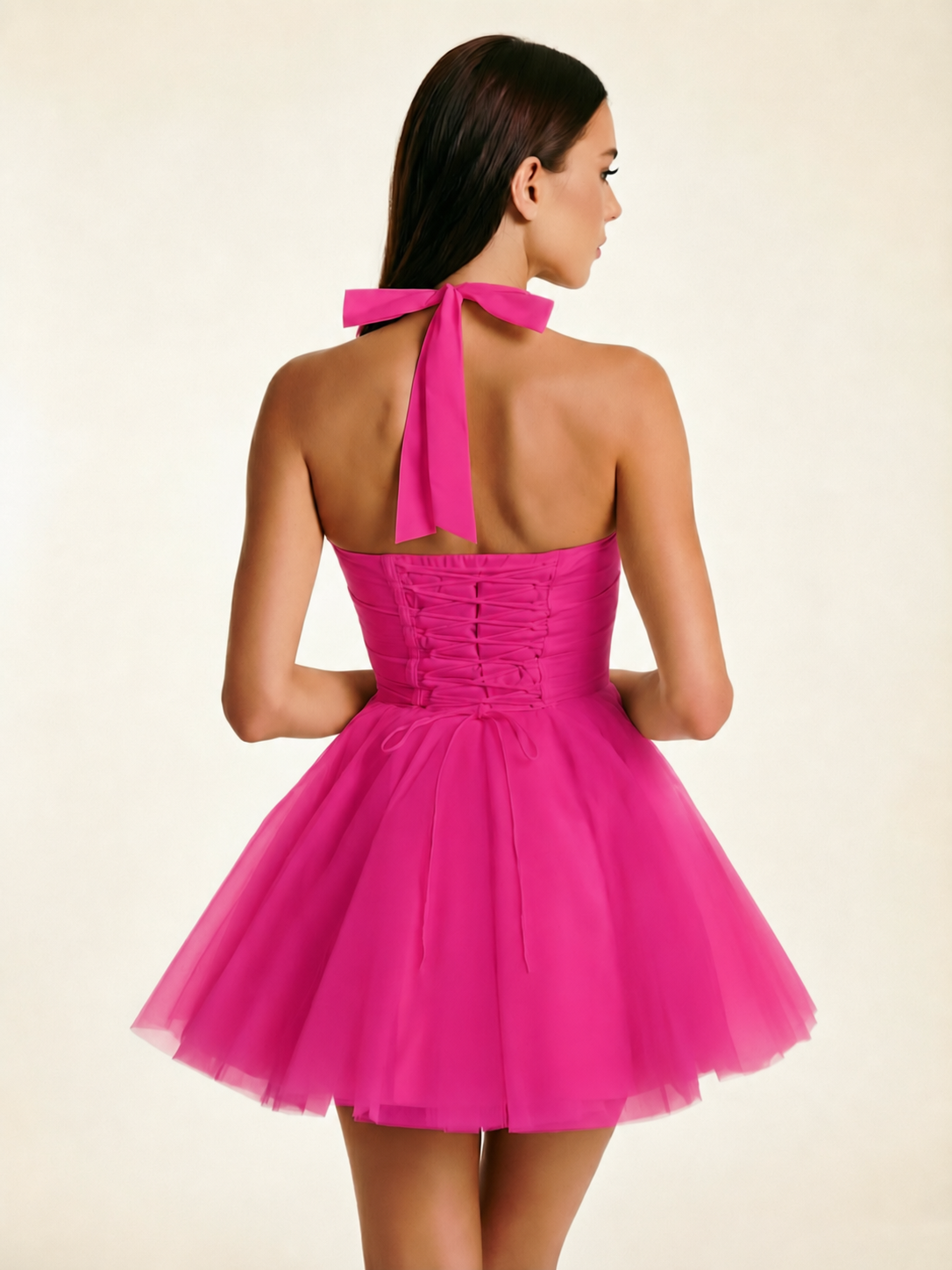 Halter Corset Tulle Mini Dress