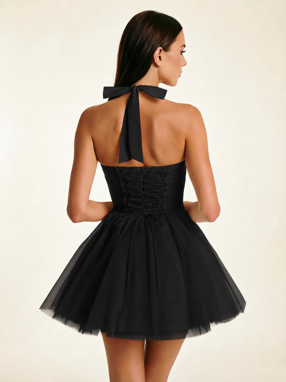 Halter Corset Tulle Mini Dress