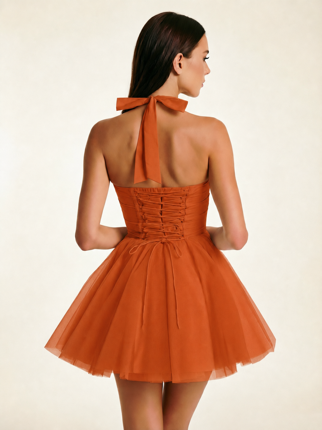 Halter Corset Tulle Mini Dress