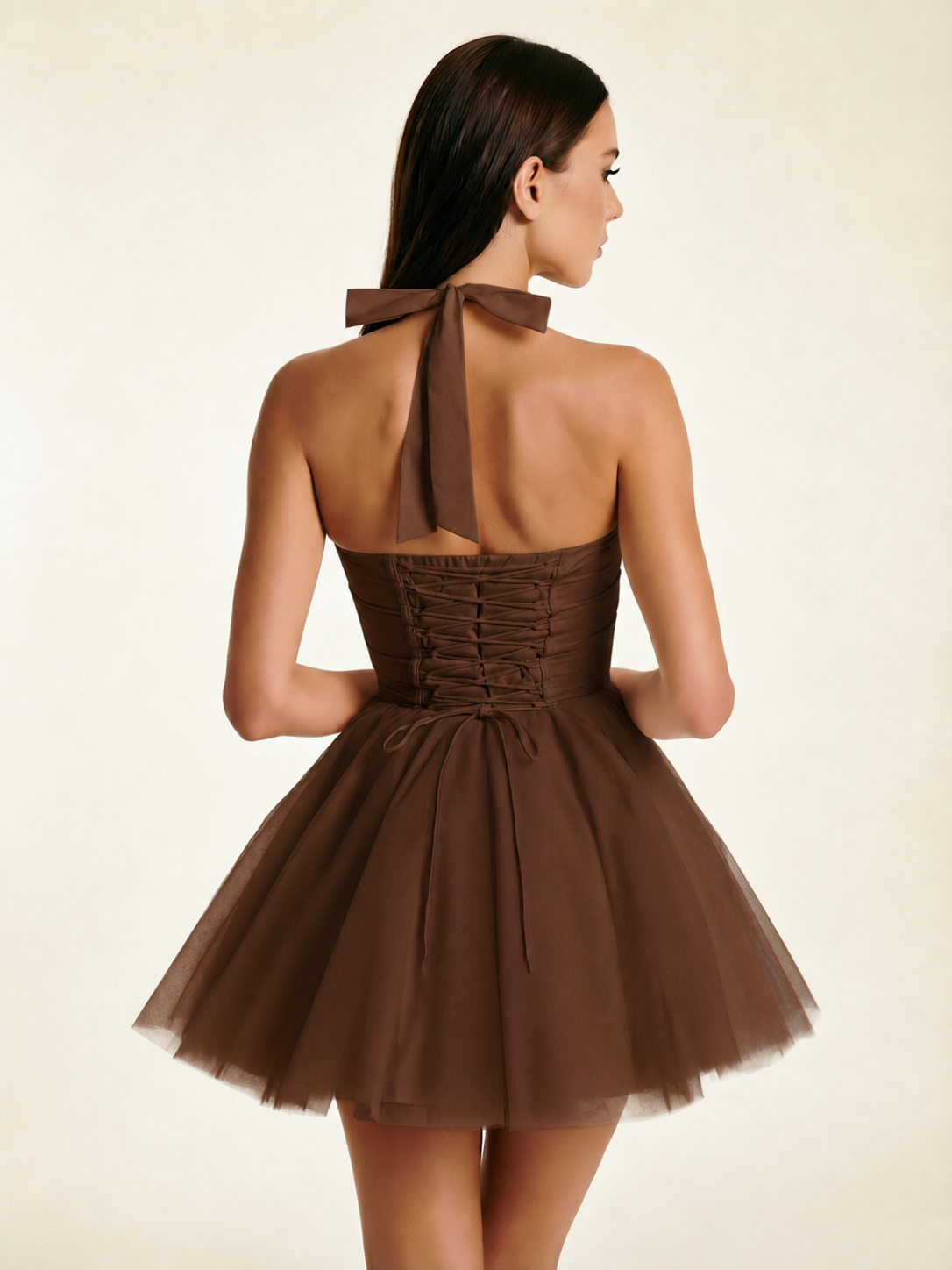 Halter Corset Tulle Mini Dress
