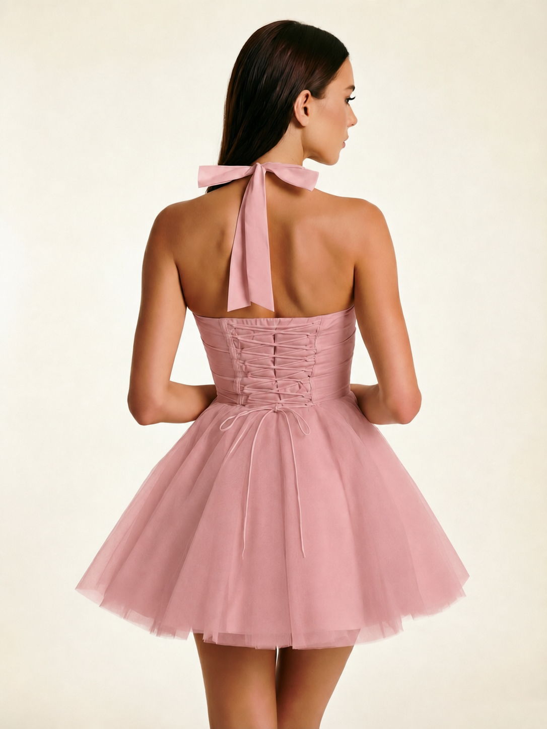 Halter Corset Tulle Mini Dress