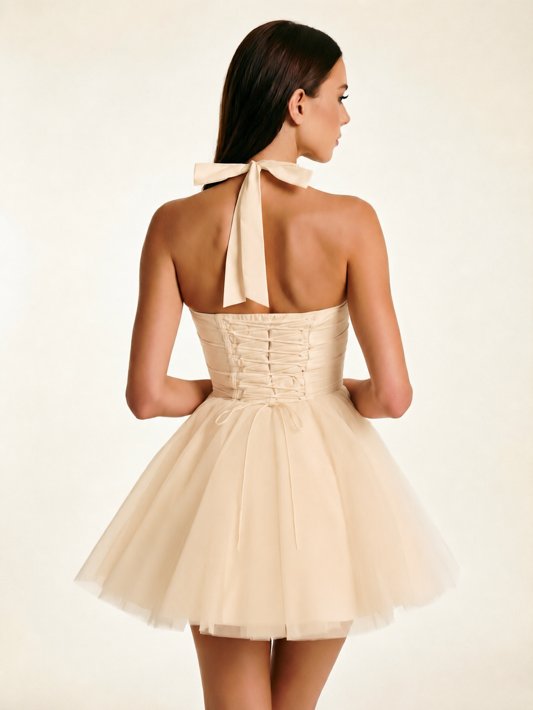 Halter Corset Tulle Mini Dress