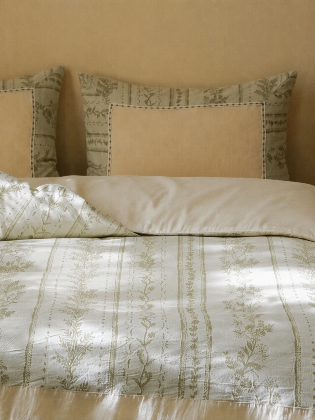 5‑Piece 100% Cotton Floral‑Stripe Bedding Set