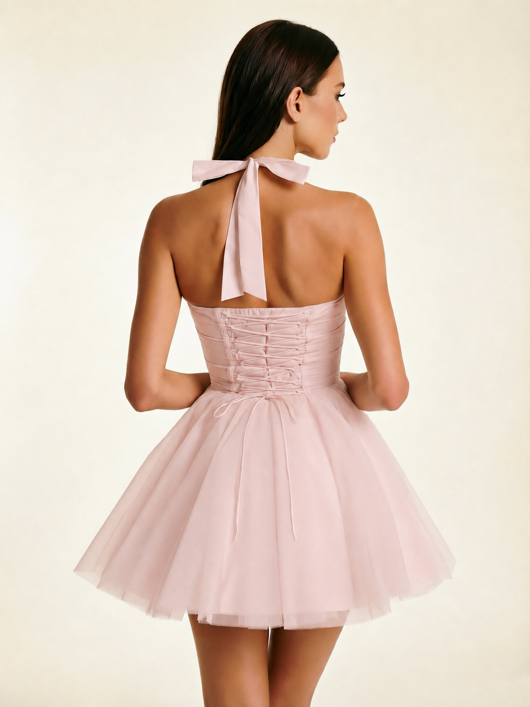 Halter Corset Tulle Mini Dress