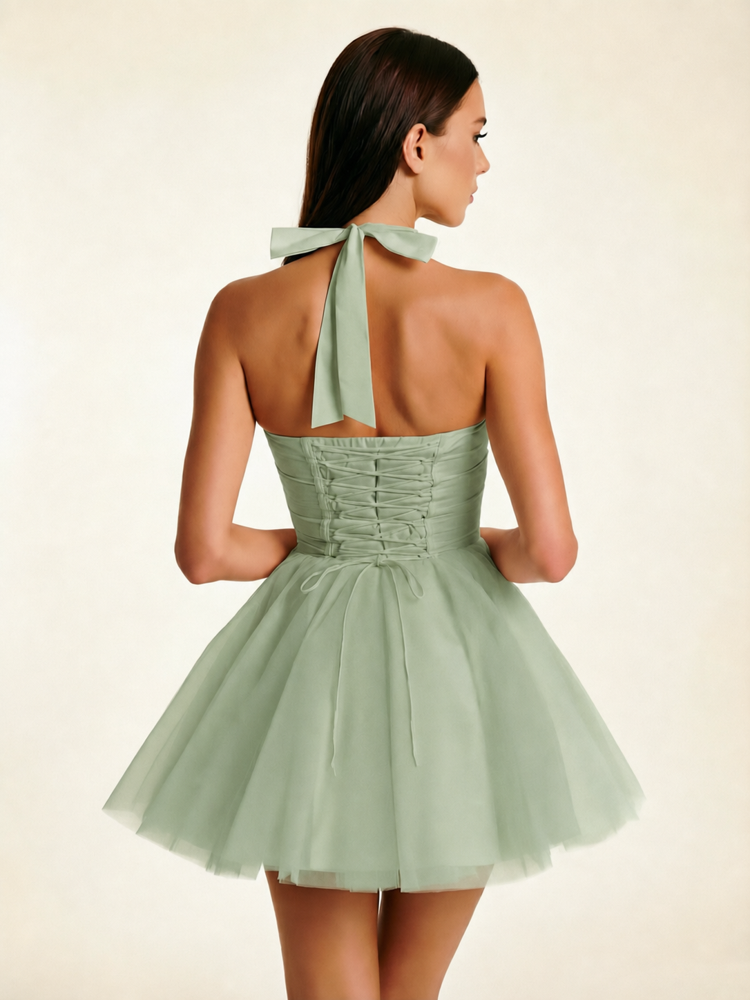 Halter Corset Tulle Mini Dress