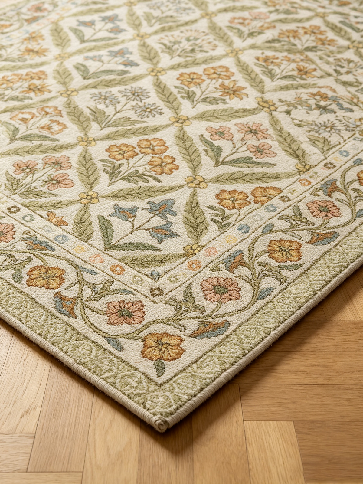 Classic Floral Lattice Area Rug