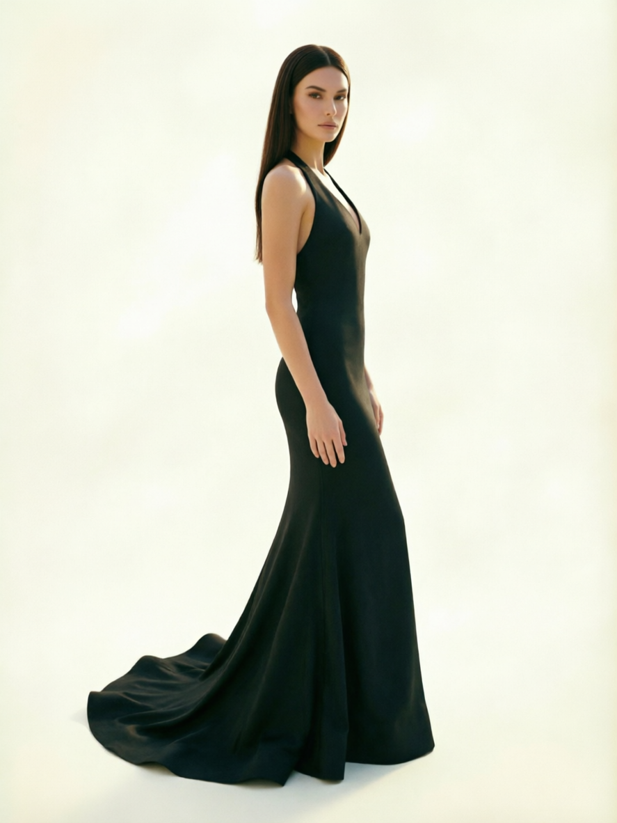 Halter Backless Mermaid Evening Gown