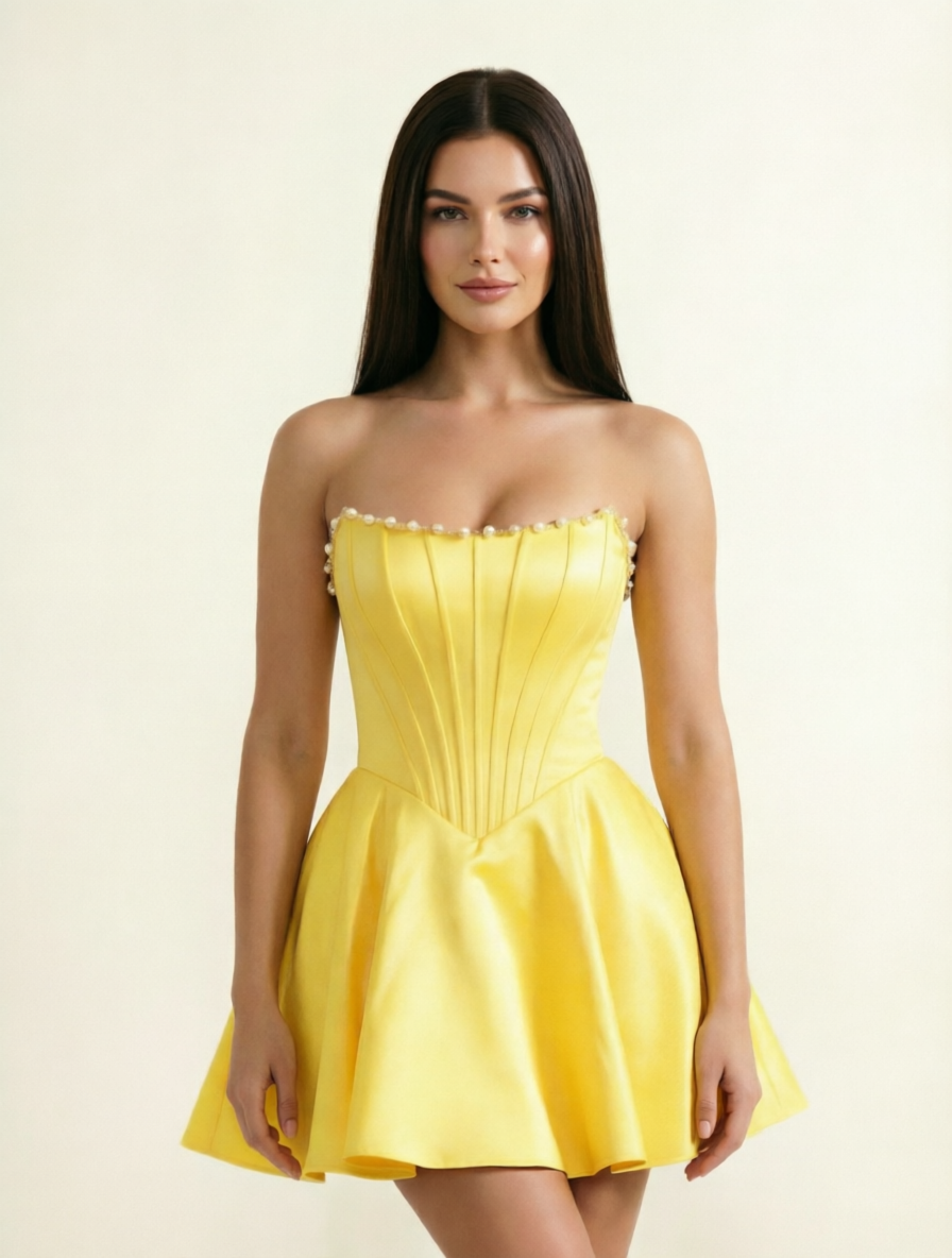 Strapless Corset Satin Short Homecoming Dress