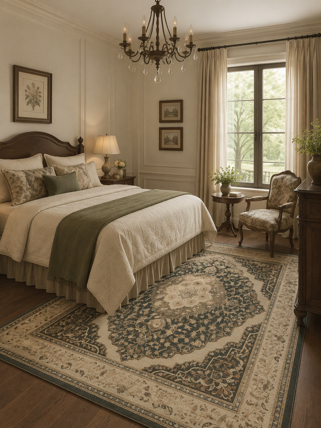 Vintage Oriental Medallion Washable Area Rug