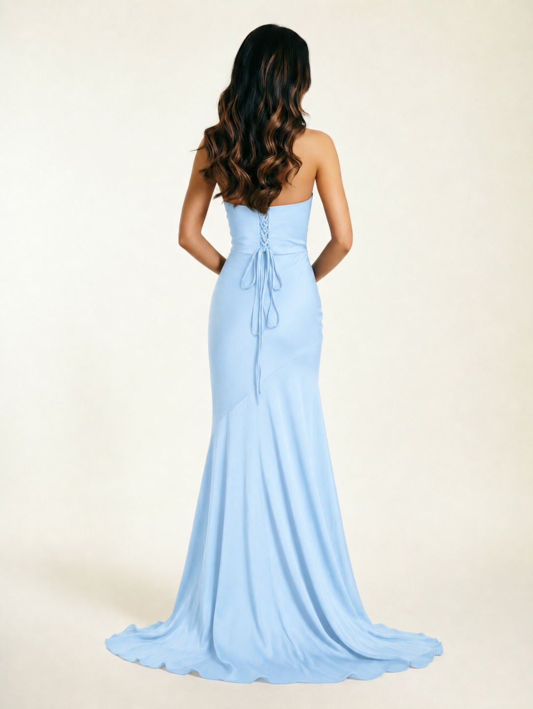 Neckline deep V sequined floor-length evening dress