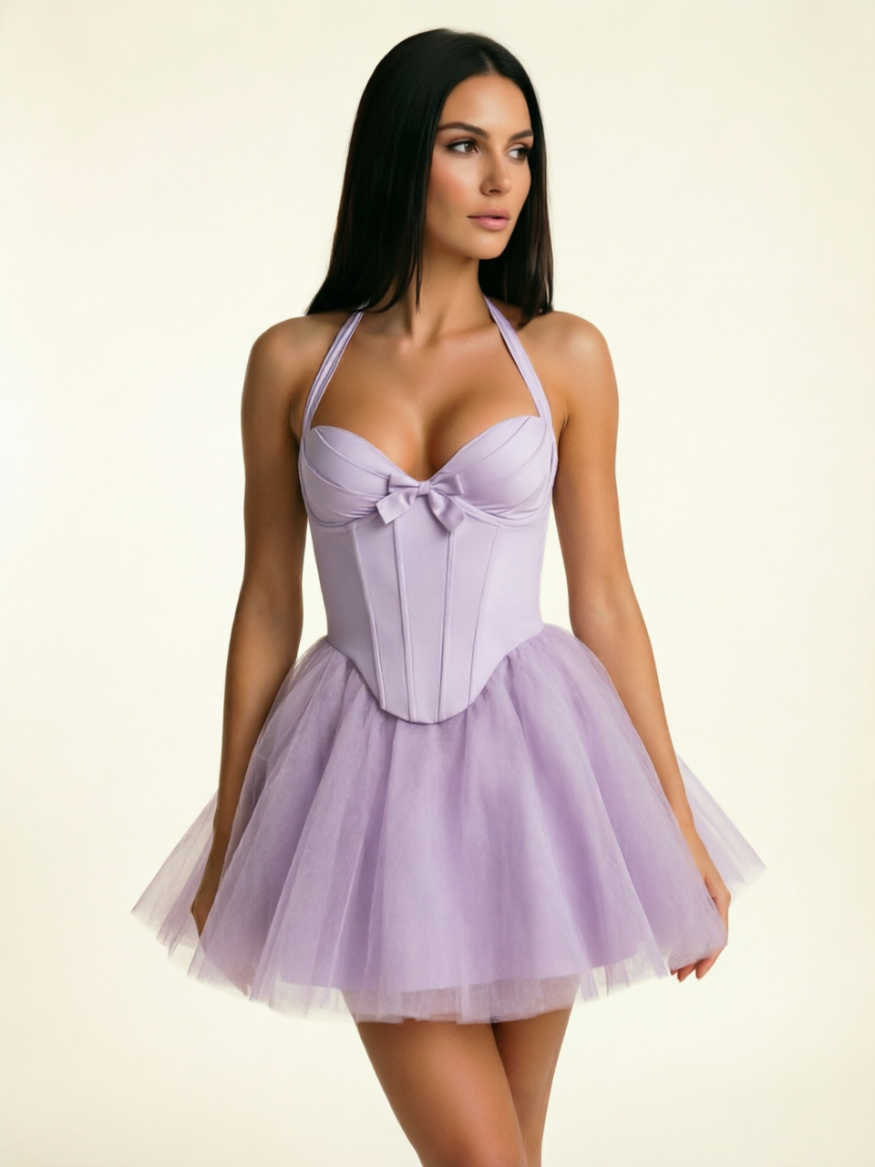 Halter Corset Tulle Mini Dress