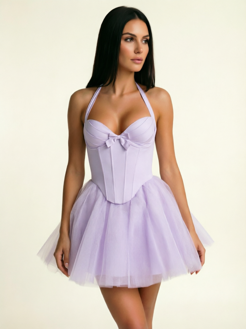 Halter Corset Tulle Mini Dress