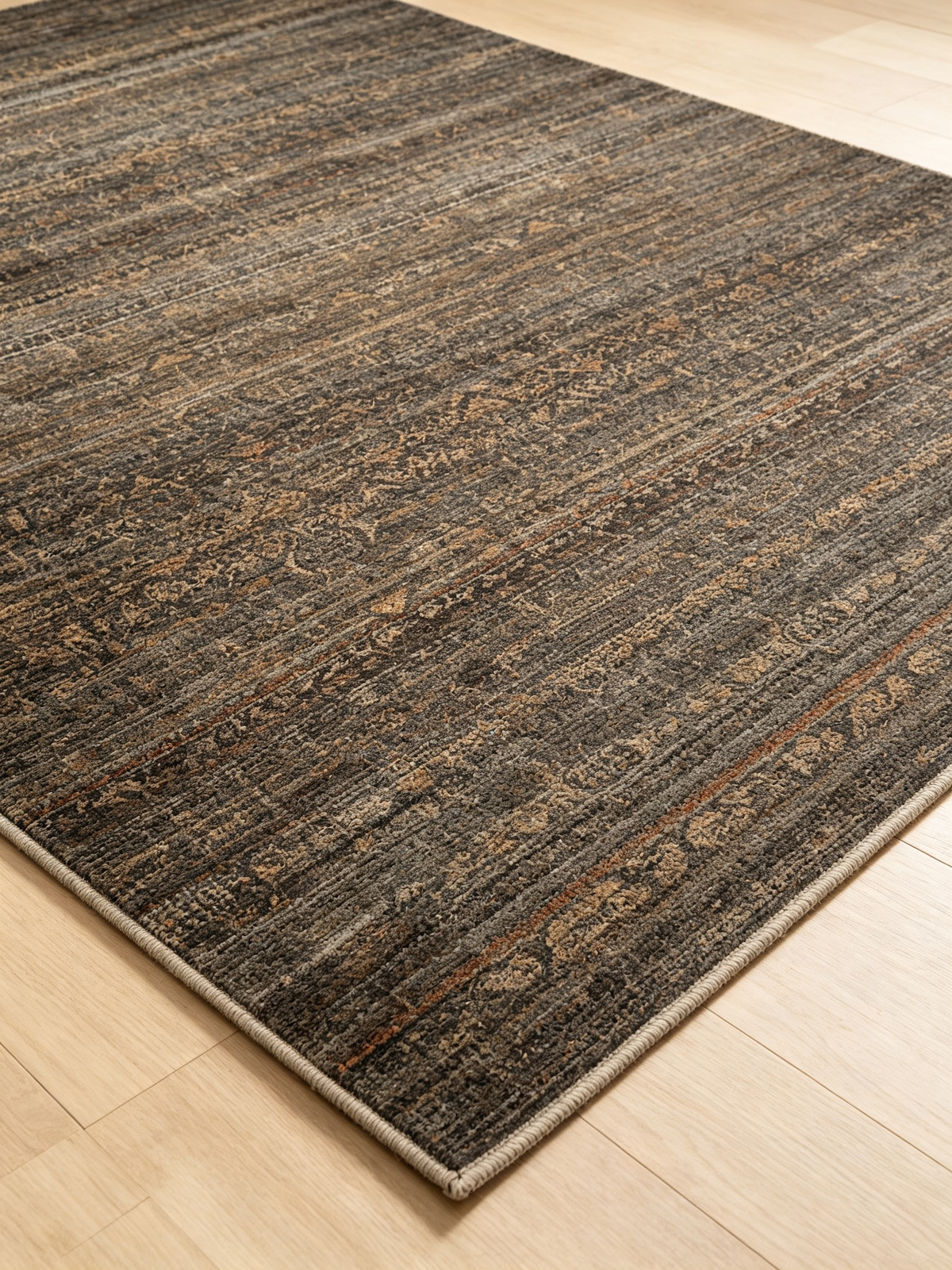 Earth Tone Distressed Vintage Washable Low Pile Area Rug