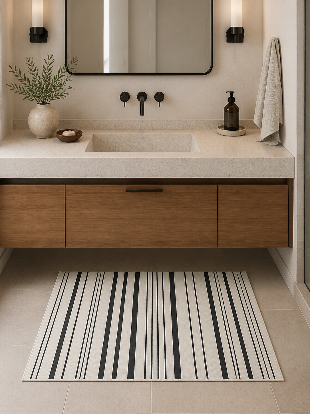 Modern Striped Flatweave Area Rug