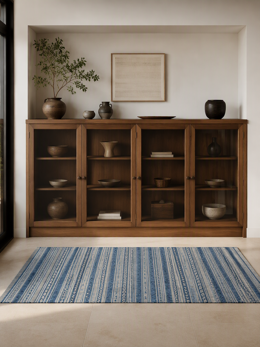 Bohemian Striped Short‑Pile Household Area Rug