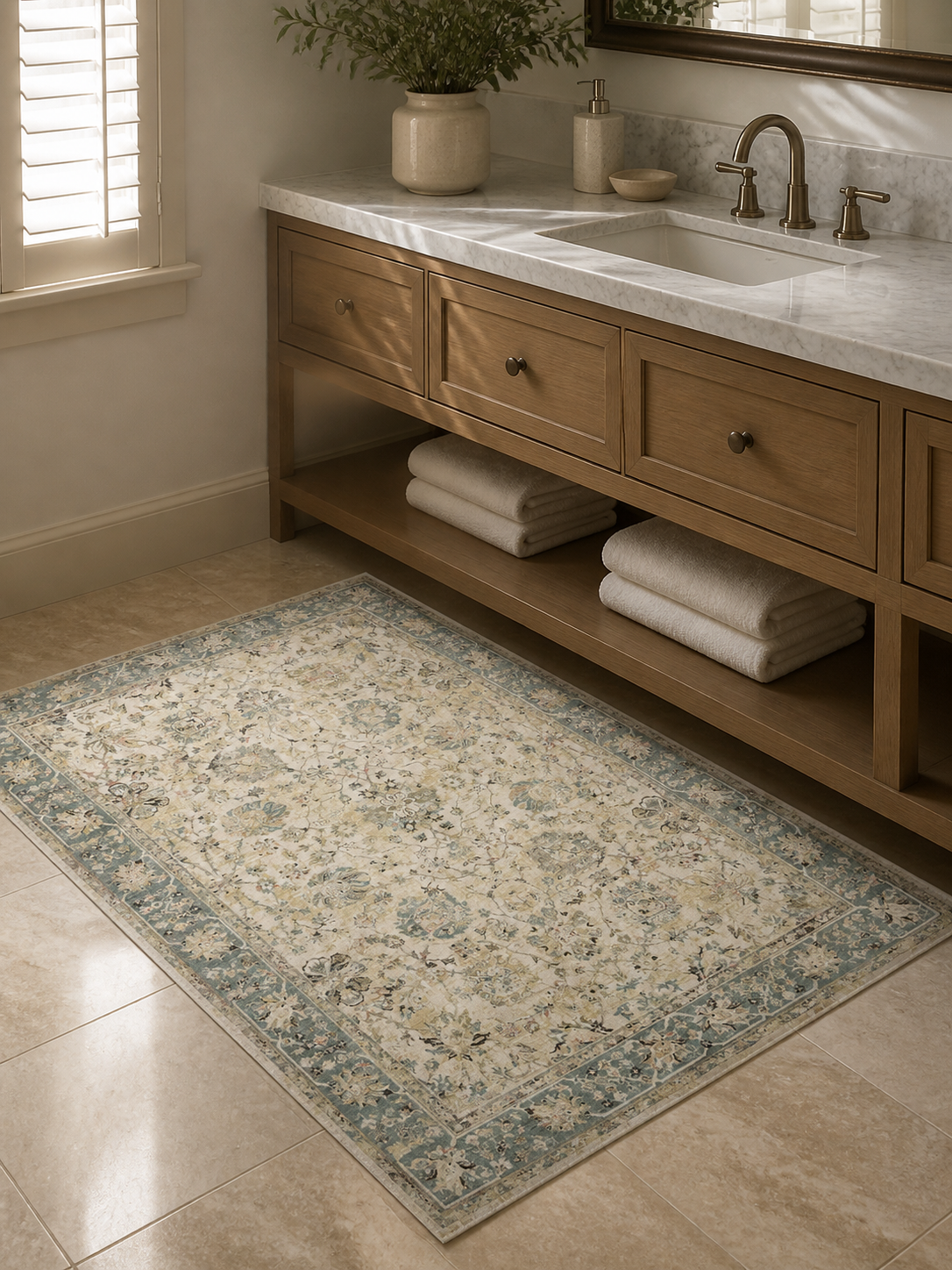 Vintage Persian Floral Area Rug
