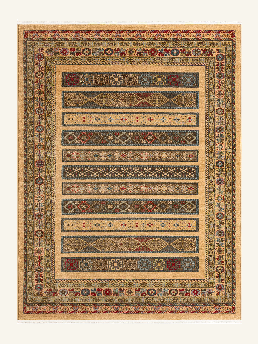 Bohemian Rustic Multi‑Stripe Non‑Slip Washable Area Rug