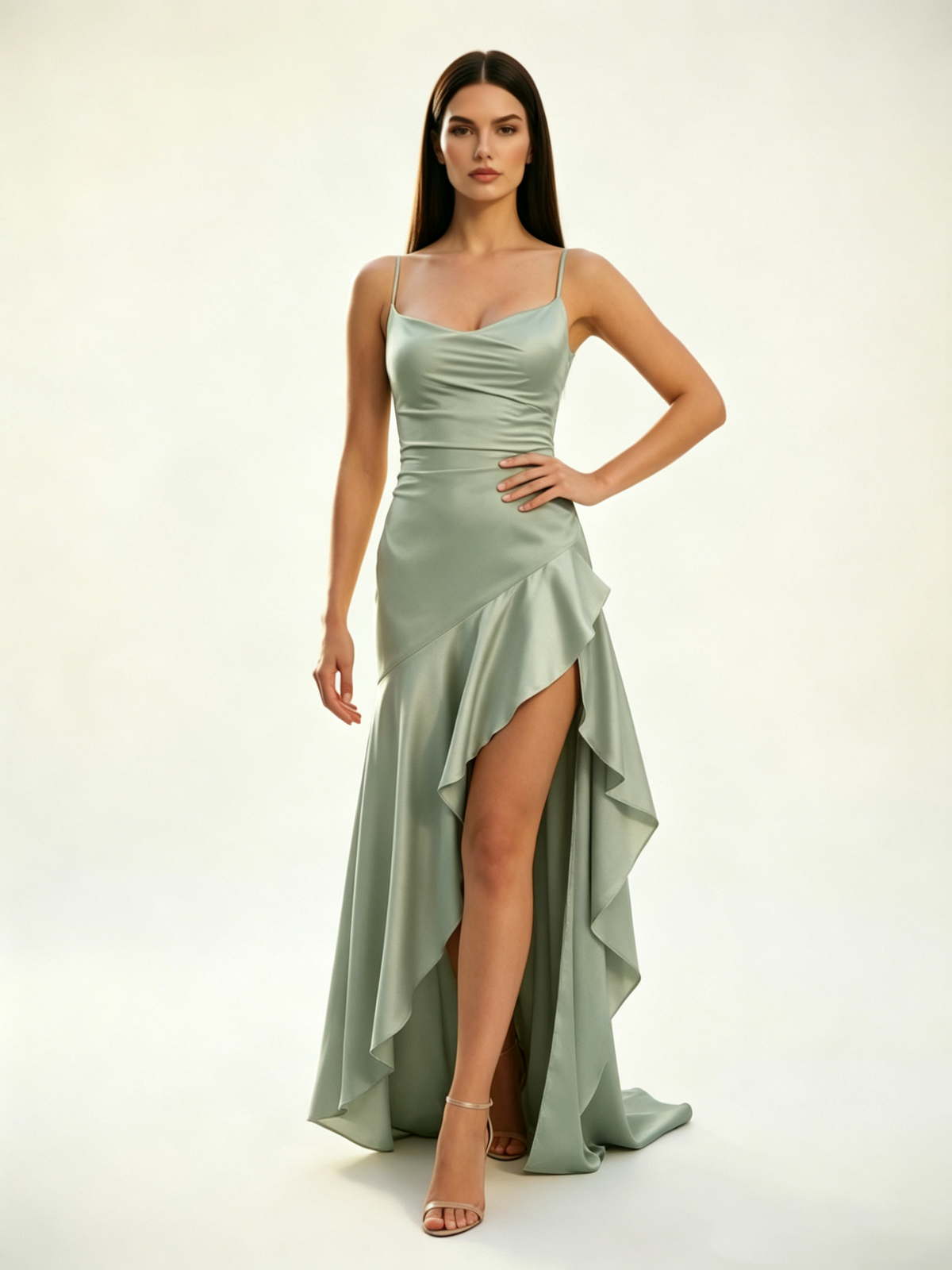 Lace-edged high-waisted strapless backless dress with pleated hem